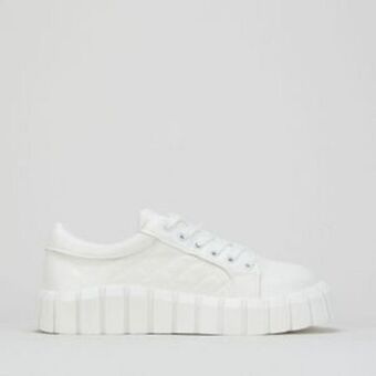 Zando Utopia quilted stitched chunky platform sneakers white offer