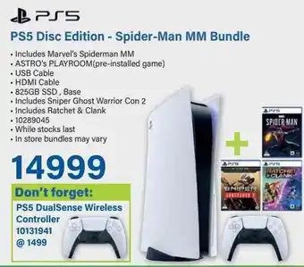 Incredible Connection PS5 Disc Edition - Spider-Man MM Bundle offer