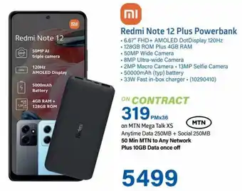 Incredible Connection Redmi Note 12 Plus Powerbank .6.67" FHD+ AMOLED DotDisplay 120Hz offer