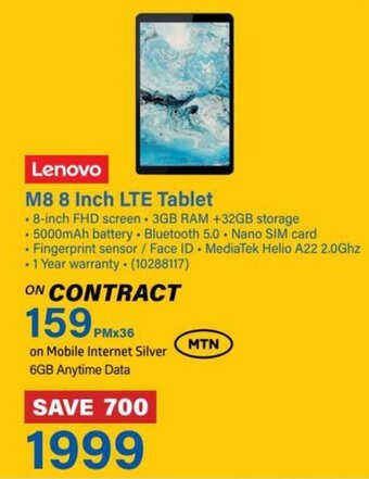 Incredible Connection Lenovo M8 8 Inch LTE Tablet offer