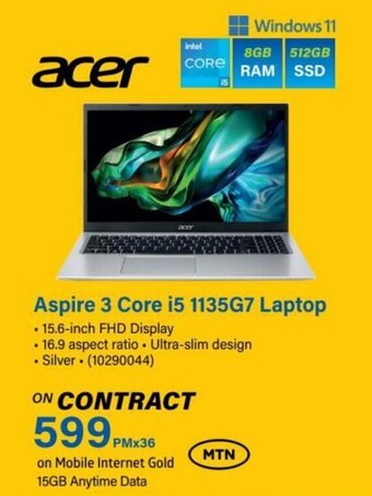 Incredible Connection Aspire 3 Core i5 1135G7 Laptop offer
