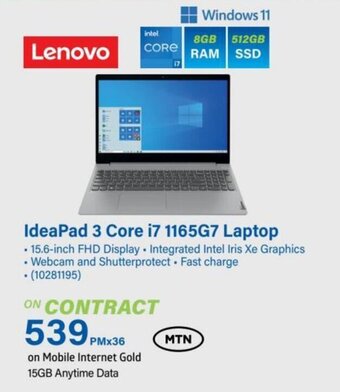Incredible Connection IdeaPad 3 Core i7 1165G7 Laptop offer