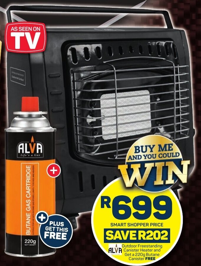 Outdoor Freestanding Canister Heater and Get a 220g Butane Canister