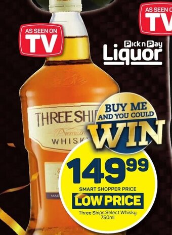 Pick n Pay Three Ships Select Whisky 750ml offer