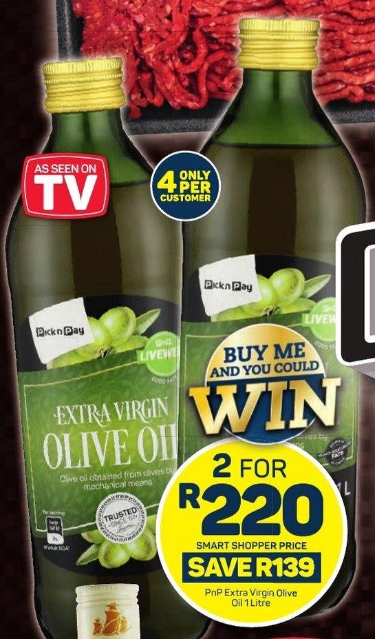 PnP Extra Virgin Olive Oil 1 Litre offer at Pick n Pay
