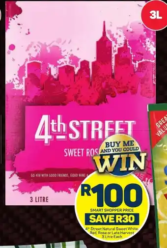 Pick n Pay 4th Street Natural Sweet White, Red, Rose or Late Harvest 3 Litre Each offer