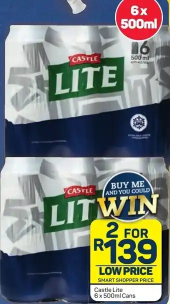 Pick n Pay Castle Lite 6x500ml Cans offer