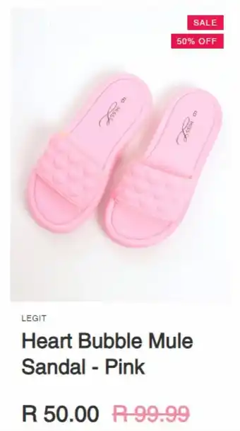 Heart bubble mule sandal pink