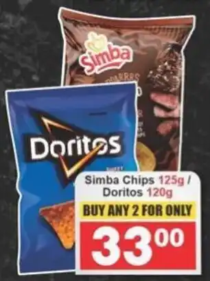 Frontline Simba Chips 125g/ Doritos 120g offer