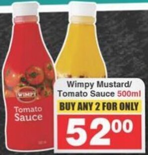Frontline Wimpy Mustard/ Tomato Sauce 500ml offer