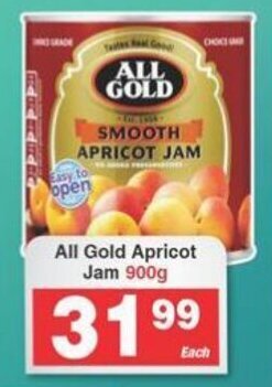 All Gold Apricot Jam 900g