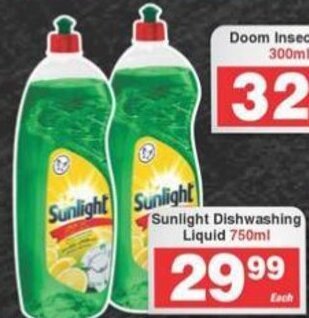 Frontline Sunlight Dishwashing Liquid 750ml offer