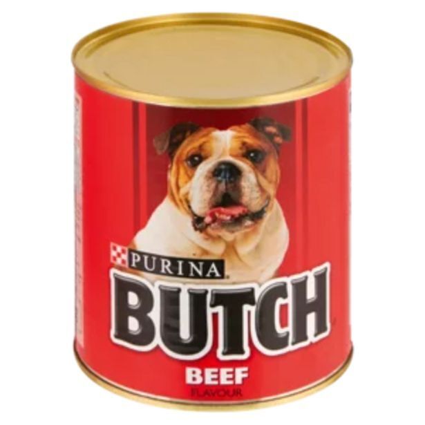 Butch beef flavoured dog food can 820g offer at Shoprite