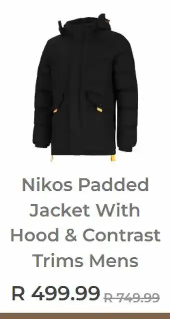 Studio 88 Nikos padded jacket with hood & contrast trims mens offer