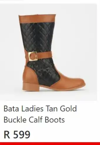 Bata Bata ladies tan gold buckle calf boots offer