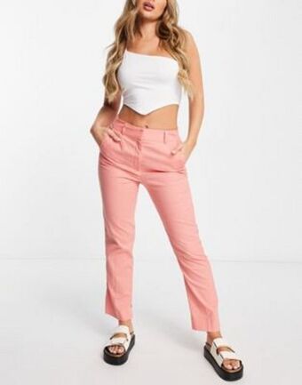 Asos design hourglass linen slim skim cigarette trouser in apricot