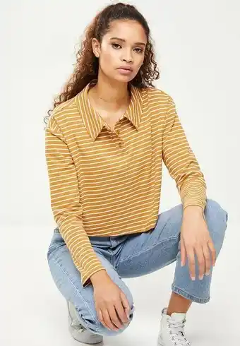 Long sleeve cropped golfer - mustard