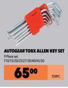 Autogear torx allen key set ts9pc