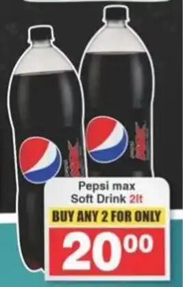 Frontline Pepsi max Soft Drink 2lt BUY ANY 2 FOR ONLY offer