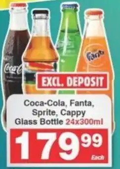 Frontline Coca-Cola, Fanta, Sprite, Cappy Glass Bottle 24x300ml offer