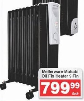 Mellerware Mohabi Oil Fin Heater 9 Fin offer at Frontline