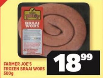Usave FARMER JOE'S FROZEN BRAAI WORS 500g offer