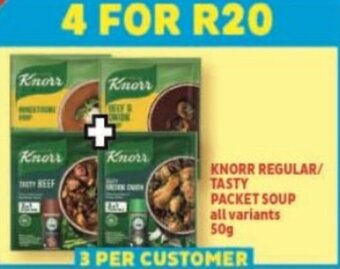 Usave KNORR REGULAR/ TASTY PACKET SOUP all variants 50g offer