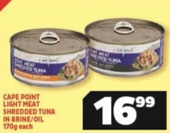 Usave CAPE POINT LIGHT MEAT SHREDDED TUNA IN BRINE/OIL 170g each offer