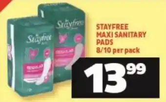 Usave STAYFREE MAXI SANITARY PADS 8/10 per pack offer