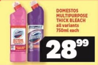 Usave DOMESTOS MULTIPURPOSE THICK BLEACH all variants 750ml each offer