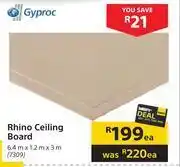 Builders Warehouse Gyproc rhino ceiling board-6.4m x 1.2m x 3m each offer