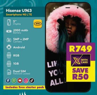 Shoprite Hisense U963 Smartphone 4G LTE offer