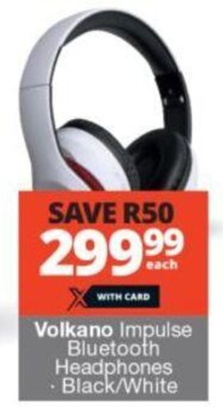 Checkers Volkano Impulse Bluetooth Headphones - Black/White offer