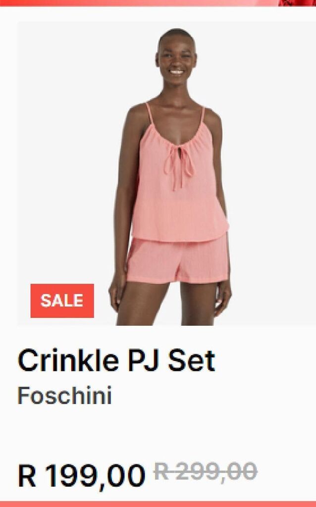 Cinkle pj set offer at Foschini