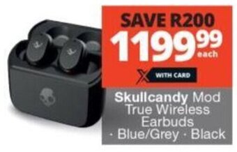 Checkers Skullcandy Mod True Wireless Earbuds - Blue/Grey - Black offer