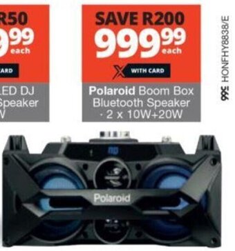 Checkers Polaroid Boom Box Bluetooth Speaker - 2 x 10W+20W offer