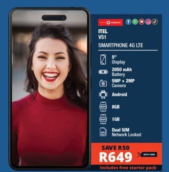 Checkers ITEL V51 SMARTPHONE 4G LTE offer