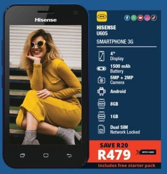 Checkers HISENSE U605 SMARTPHONE 3G offer