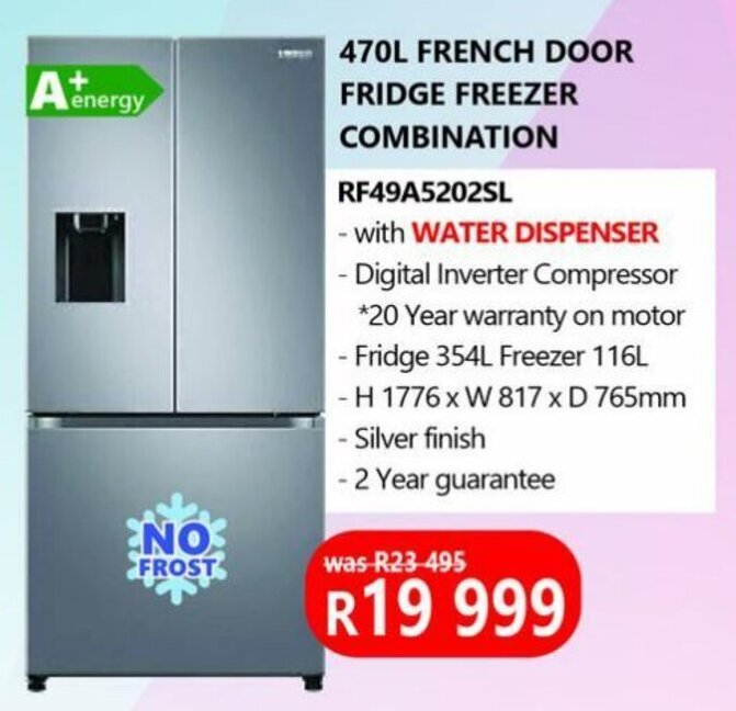 470L FRENCH DOOR FRIDGE FREEZER COMBINATION offer at Tafelberg Furnishers