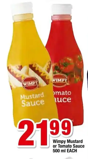 Oxford Freshmarket Wimpy Mustard or Tomato Sauce 500ml offer