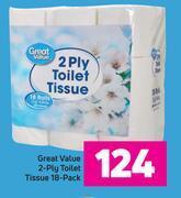 Game Great value 2 ply toilet tissue 18 pack offer