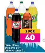 Game Fanta,stoney and sprite soft drinks assorted-for 2 x 2l offer
