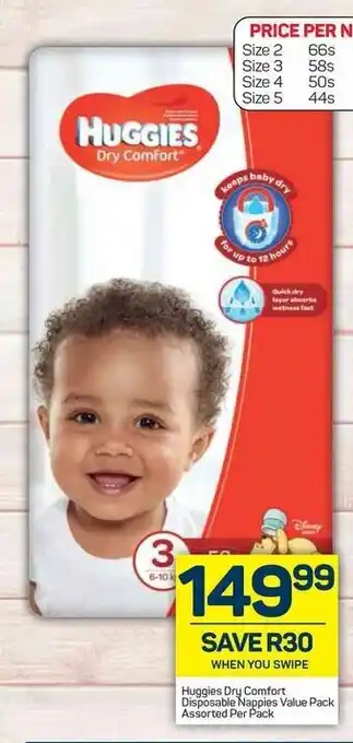Pick n Pay Huggies Dry Comfort Disposable Nappies Value Pack offer