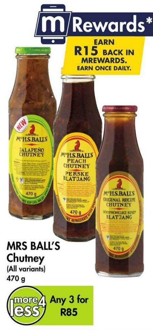 MRS BALL'S Chutney (All variants) 470g offer at Makro