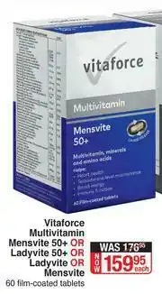 Dis-Chem Vitaforce Multivitamin Mensvite 50+ Or Ladyvite 50+ Or Ladyvite Or Mensvite 60 Film Coated Tablets-E offer