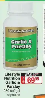 Dis-Chem Lifestyle Nutrition Garlic & Parsley 250 Softgel Capsules offer