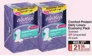 Dis-Chem Comfort Protect Daily Liners Economy Pack Scented Or Unscented 40 Pack-Per Pack offer