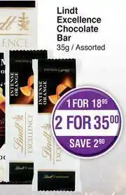 Dis-Chem Lindt Excellence Chocolate Bar Assorted-35g offer