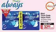 Dis-Chem Always Maxi Thick Pads Value Pack-Per Pack offer