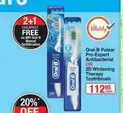 Dis-Chem Oral-B Pulsar Pro Expert Antibacterial Or 3D Whitening Therapy Toothbrush-Each offer